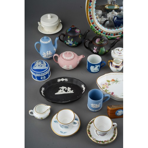 44 - Quantity of antique and vintage Wedgwood, Worcester and Coalport miniatures, to include 19th century... 