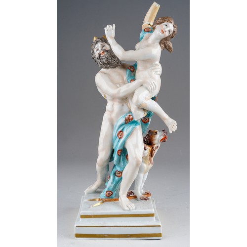 80A - A 19th century Naples porcelain figure group in need of restoration, modelled as Poseidon holding al... 