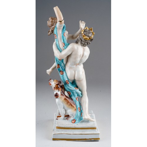 80A - A 19th century Naples porcelain figure group in need of restoration, modelled as Poseidon holding al... 