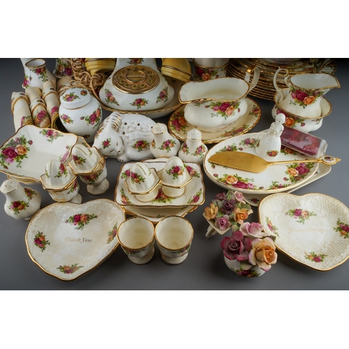 33A - Three boxes of Royal Albert 'Old Country Roses' tea, dinner and ornamental wares, including sauce bo... 