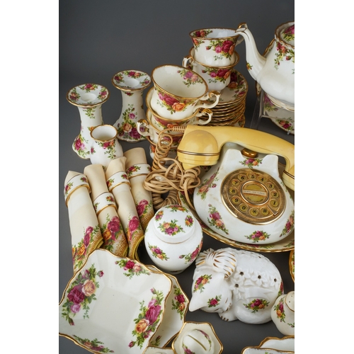 33A - Three boxes of Royal Albert 'Old Country Roses' tea, dinner and ornamental wares, including sauce bo... 