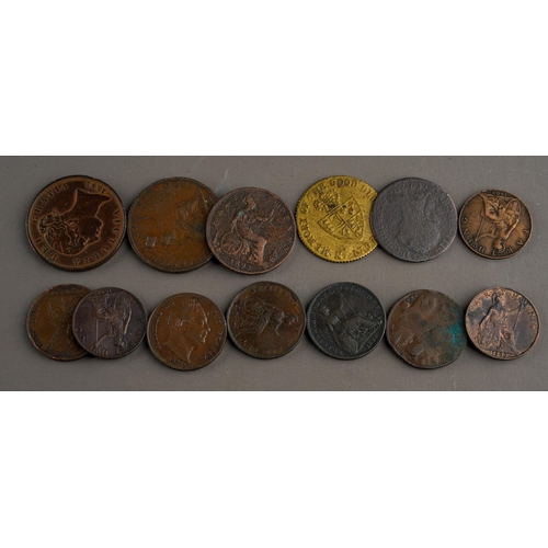 725 - Copper Coins and Tokens, ranging from 18th to 20th century,  including an 1835 East India Company Ha... 