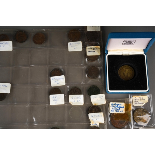 725 - Copper Coins and Tokens, ranging from 18th to 20th century,  including an 1835 East India Company Ha... 