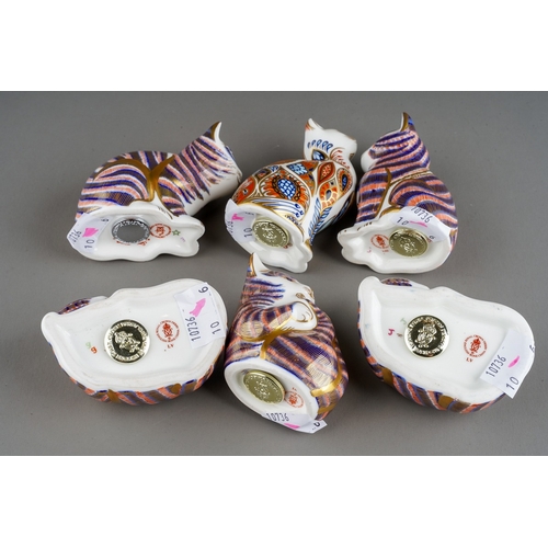 41 - Six Royal Crown Derby imari paperweights in the form of kittens, including Sitting Kitten (second wi... 