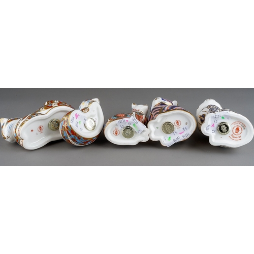 43 - Five Royal Crown Derby paperweights in the form of cats and a kitten, comprising Siamese Cat, limite... 