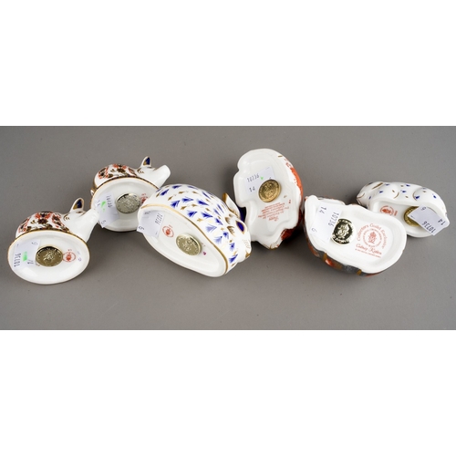 45 - Six Royal Crown Derby paperweights, comprising Collectors Guild Puppy, Collectors Guild Catnip Kitte... 