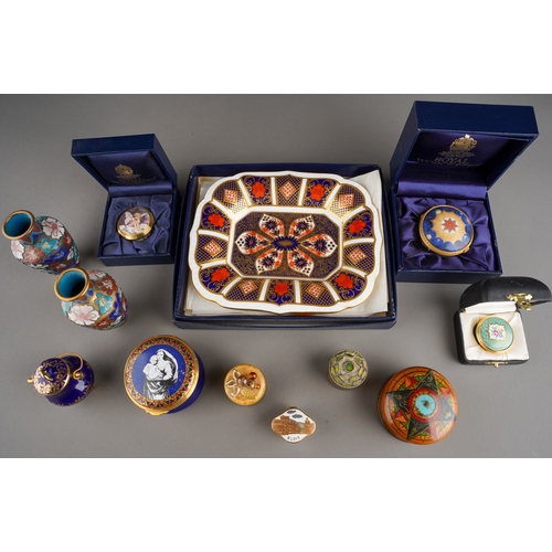 67 - A collection of boxed ceramic boxes and covers to include: Royal Worcester Millenium and small Candy... 