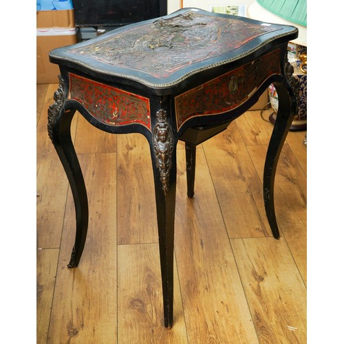 393 - A 19th Century French boulle dressing / work table, serpentine shape decorated with gilt metal and b... 