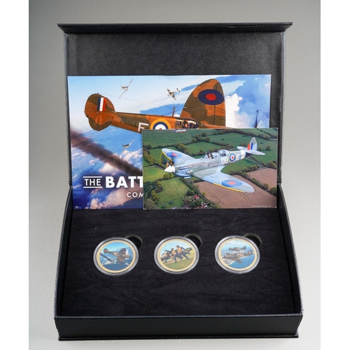 885 - Battle of Britain Commemorative 3 coin set limited edition number e006/995 in presentation box with ... 