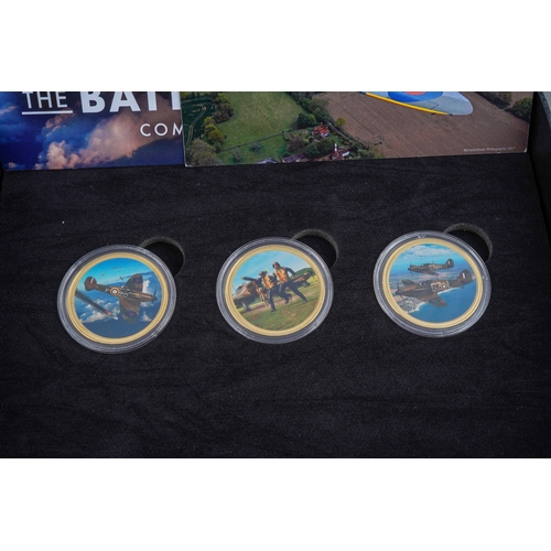 885 - Battle of Britain Commemorative 3 coin set limited edition number e006/995 in presentation box with ... 