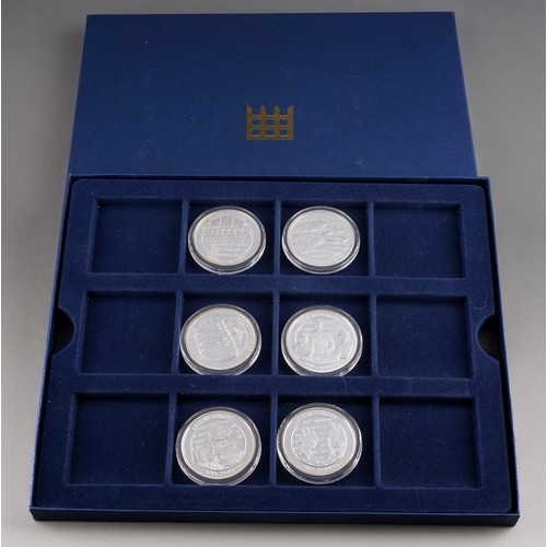 890 - Great Battles Silver Coin Collections, Six commemorative silver five pound coins, boxed with certifi... 