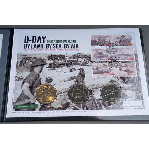 910 - 2014 D-Day Operation Overlord 70th anniversary 3x5 pounds coin cover is an Isle of Man First Day Cov... 