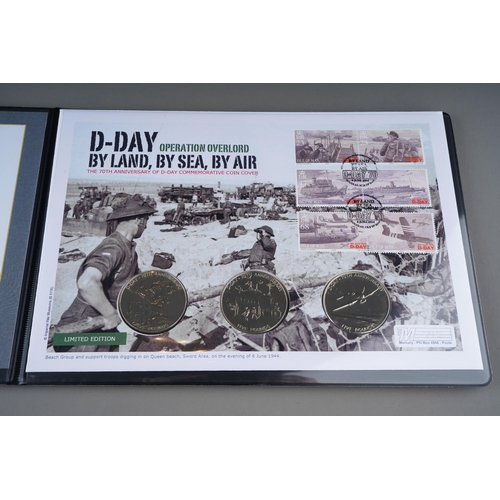 910 - 2014 D-Day Operation Overlord 70th anniversary 3x5 pounds coin cover is an Isle of Man First Day Cov... 