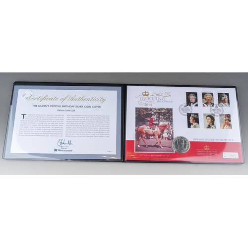 913 - 2014 Trooping The Colour silver Britannia 2 pound coin cover issued by Westminster Collection UK Fir... 