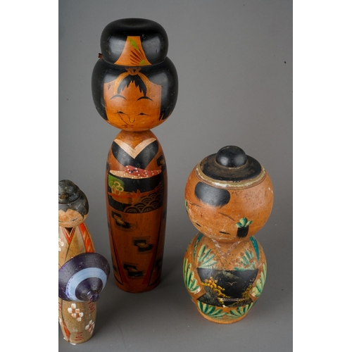 1026 - Four Japanese vintage painted wood Koreshi dolls (4)