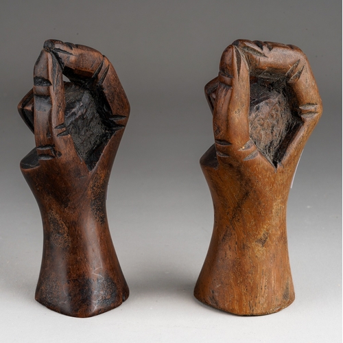 1033 - Treen: two vintage hand carved 