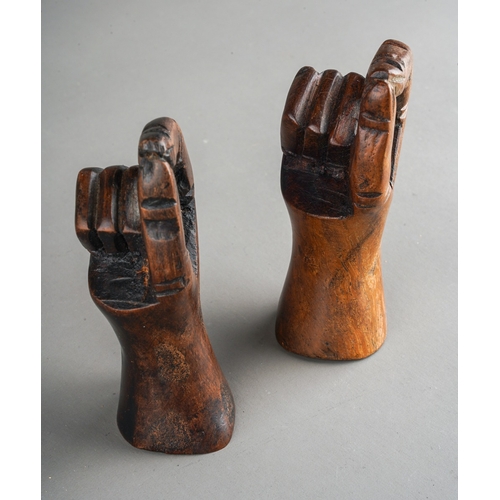 1033 - Treen: two vintage hand carved 