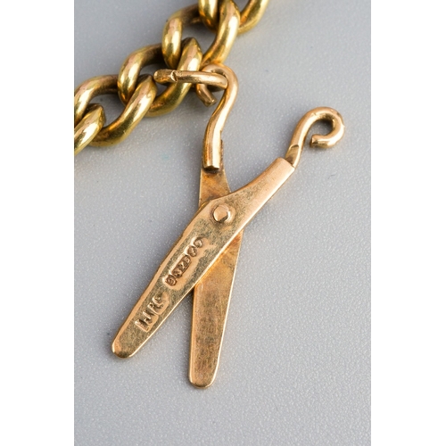 680 - A charm bracelet. Designed as a curb link chain with spring clasp, suspended two charms, to include ... 