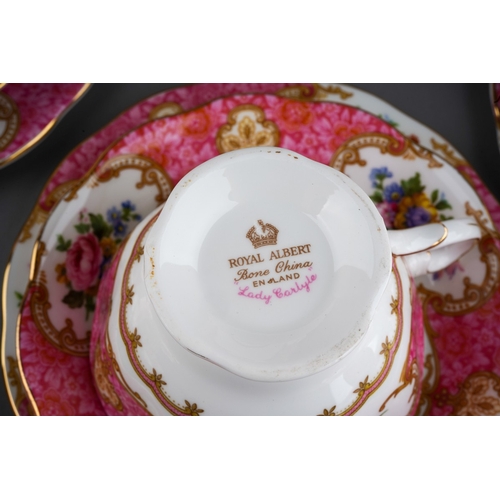 100 - Royal Albert 'Lady Carlyle' pattern tea set comprising of nine teacups and nine saucers, nine side p... 