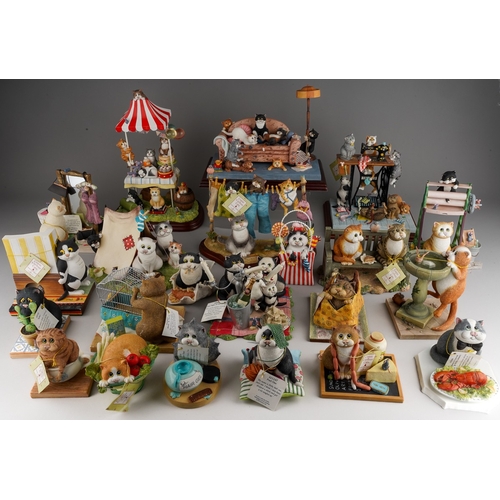 104 - An extensive collection of limited edition Border Fine Arts Comic & Curious Cats modelled by Linda J... 