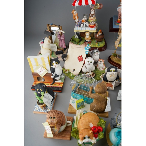 104 - An extensive collection of limited edition Border Fine Arts Comic & Curious Cats modelled by Linda J... 