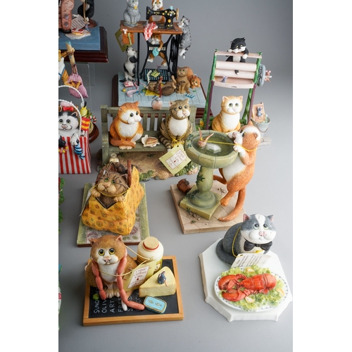 104 - An extensive collection of limited edition Border Fine Arts Comic & Curious Cats modelled by Linda J... 