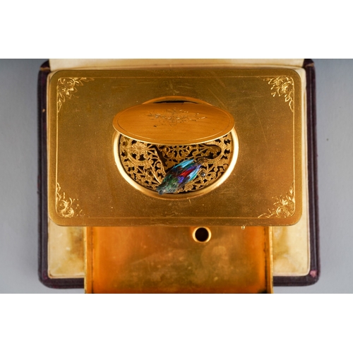 538 - Antique singing bird box in leather casket C. 1910 in date, retailed by Finnegans of Bond Street, Lo... 