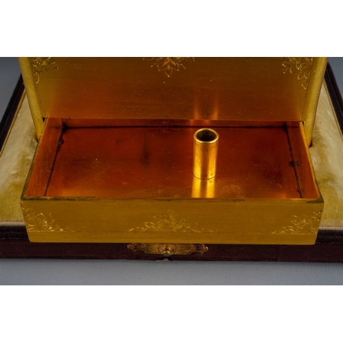 538 - Antique singing bird box in leather casket C. 1910 in date, retailed by Finnegans of Bond Street, Lo... 