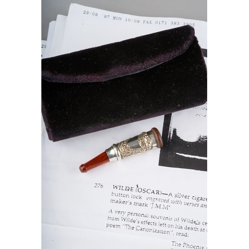 oscar wilde cigarette case Oscar Wilde Interest: a late Victorian silver mounted cigarette holder,  embossed with foliate scroll