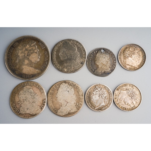 26 A Collection of English Coins George, I Shilling 1743 George II ...