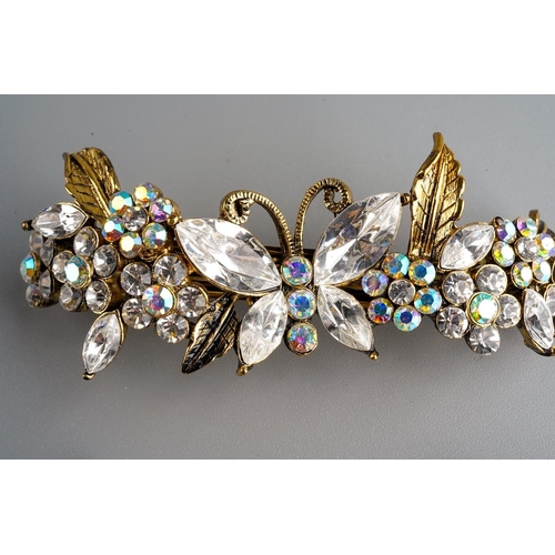 1 - A large articulated diamante Butler & Wilson brooch and hair slide