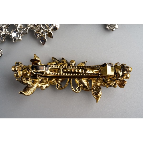 1 - A large articulated diamante Butler & Wilson brooch and hair slide