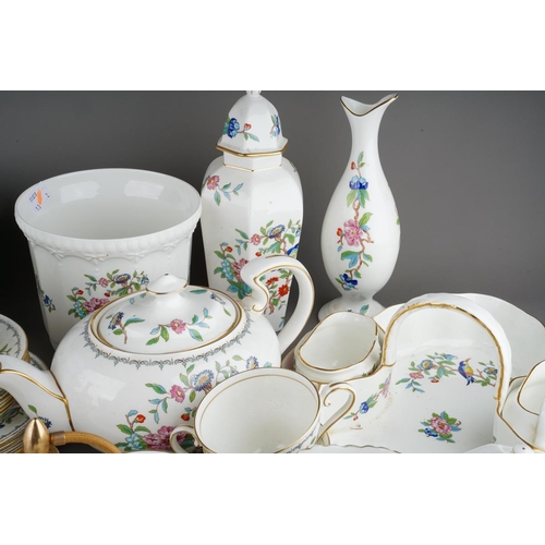 3 - Two boxes of Aynsley Pembroke pattern bone china, including an oval teapot, five tea cups, five sauc... 