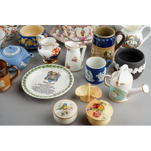 4 - Assorted collection of miniature or small ceramics to include: Doulton Lambeth stoneware jugs, salt,... 