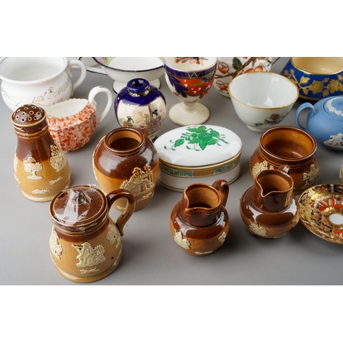 4 - Assorted collection of miniature or small ceramics to include: Doulton Lambeth stoneware jugs, salt,... 