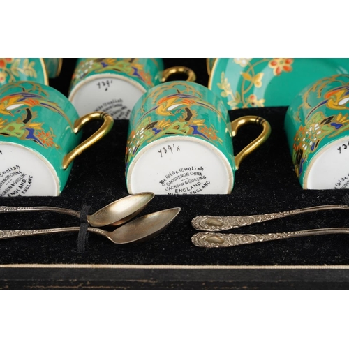 7 - A cased Grosvenor China 'Ye Olde English' coffee set comprising six coffee cans and six saucers with... 