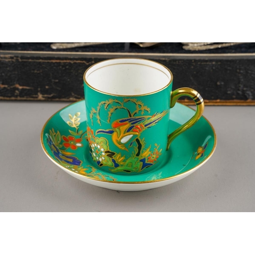 7 - A cased Grosvenor China 'Ye Olde English' coffee set comprising six coffee cans and six saucers with... 