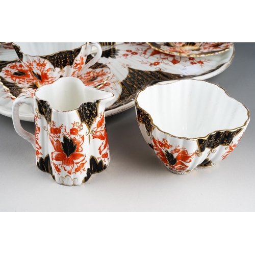 8 - A Wileman & Co Foley China cabaret set, Rd no.84175 and Rd60650, comprising wavy rimmed tray, teapot... 