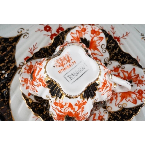 8 - A Wileman & Co Foley China cabaret set, Rd no.84175 and Rd60650, comprising wavy rimmed tray, teapot... 