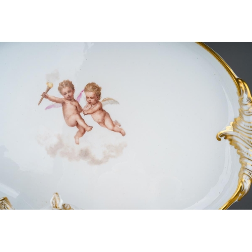 14 - A late 19th Century Royal Copenhagen cabaret set for one, circa 1870-90, comprising oval twin handle... 