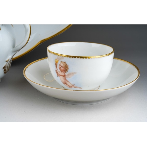 14 - A late 19th Century Royal Copenhagen cabaret set for one, circa 1870-90, comprising oval twin handle... 