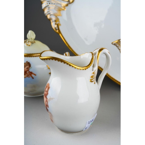 14 - A late 19th Century Royal Copenhagen cabaret set for one, circa 1870-90, comprising oval twin handle... 