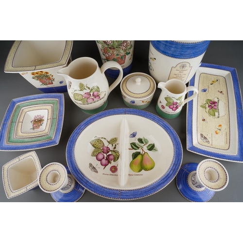 18 - A collection of Wedgwood Sarah's garden pattern Queen's Ware, comprising a storage jar and cover, gr... 