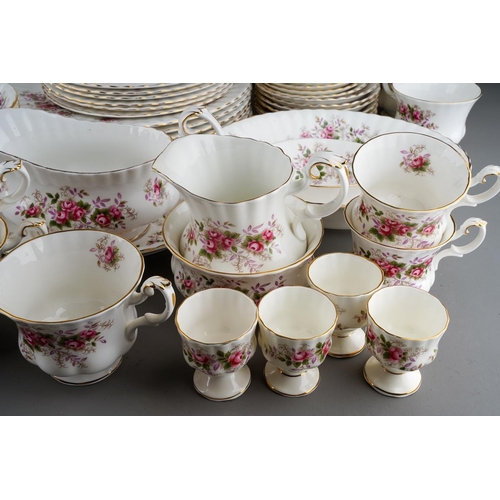 20 - Two boxes of Royal Albert 'Lavender Rose' pattern tea and dinner wares, etc, including six dinner pl... 