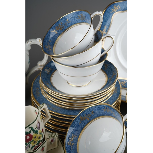 24 - 12 place setting Tuscan blue and gold tea set together with 6 Royal Doulton coffee cans and 5 saucer... 