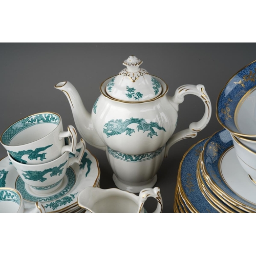 24 - 12 place setting Tuscan blue and gold tea set together with 6 Royal Doulton coffee cans and 5 saucer... 