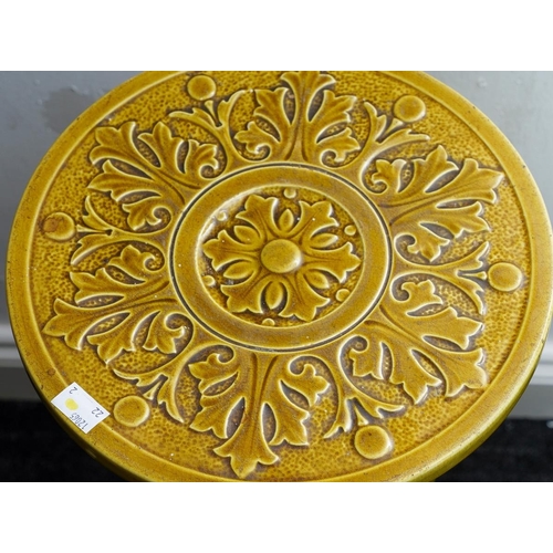 26 - A late Victorian Burmantofts green glaze jardiniere pedestal, relief moulded with sunflowers and geo... 