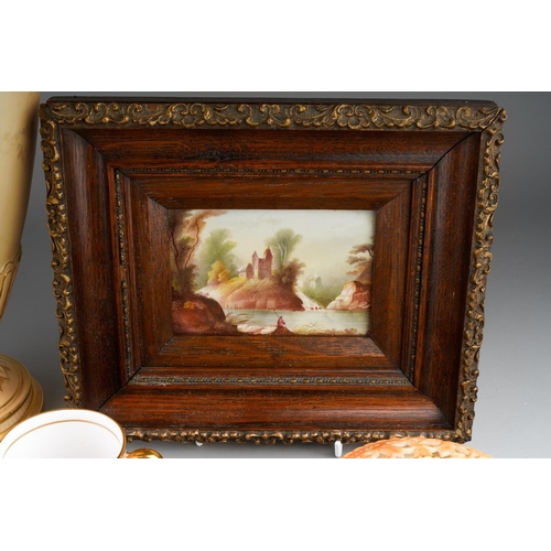 30 - A collection of English ceramics to include: a 19th Century painted plaque depicting a fisherman, fr... 