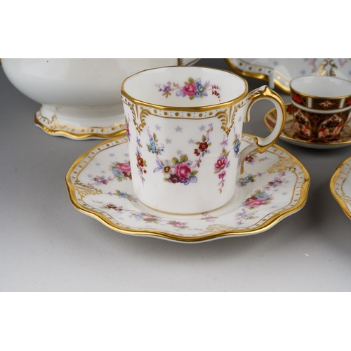 33 - A collection of Royal Crown Derby to include an Imari 1128 miniature / doll's cup and saucer togethe... 