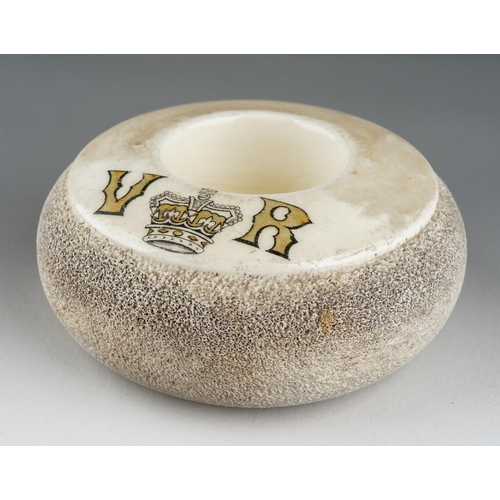 37 - A late Victorian Royal Commemorative 'V R' match striker / vesta holder, impressed marks and printed... 